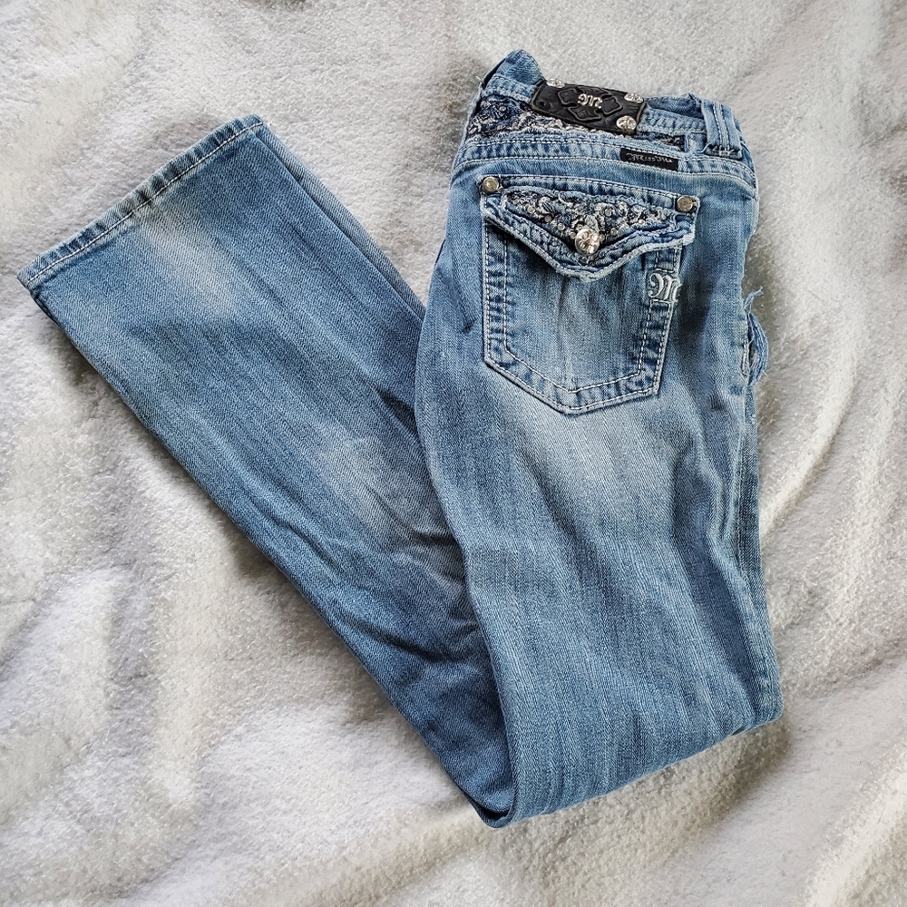 Miss Me Boot Cut Distressed Jeans, Sz 28